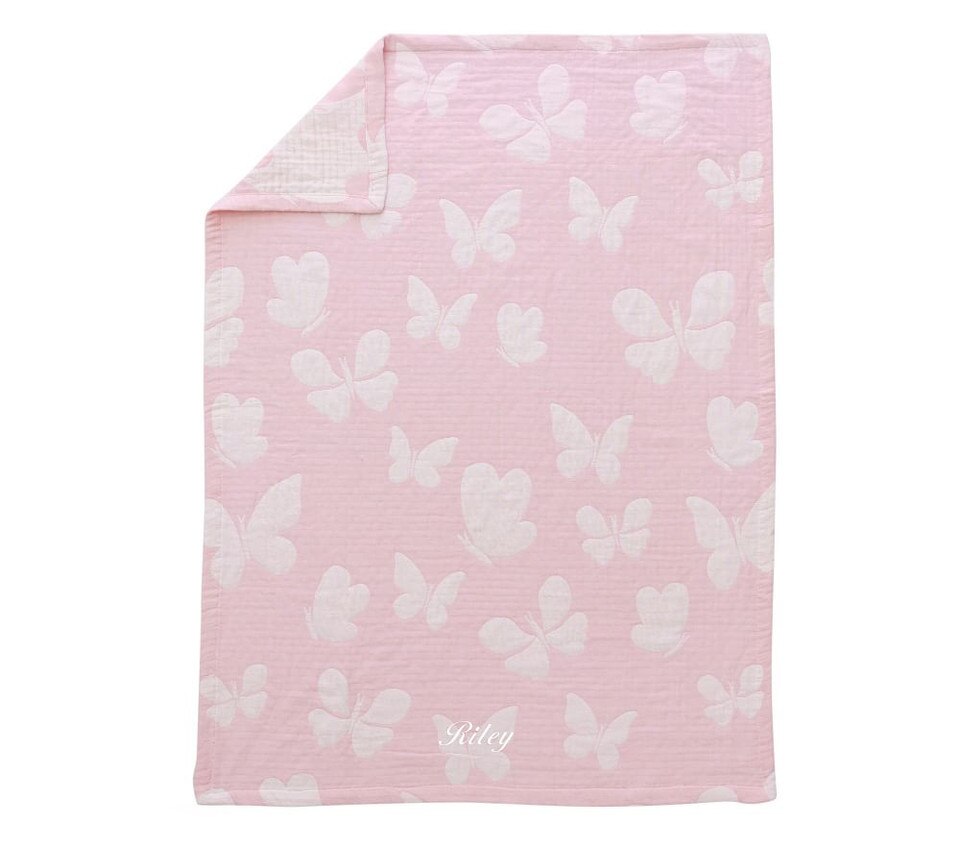 Jacquard Butterfly Organic Muslin Baby Blanket Pottery Barn Kids UK